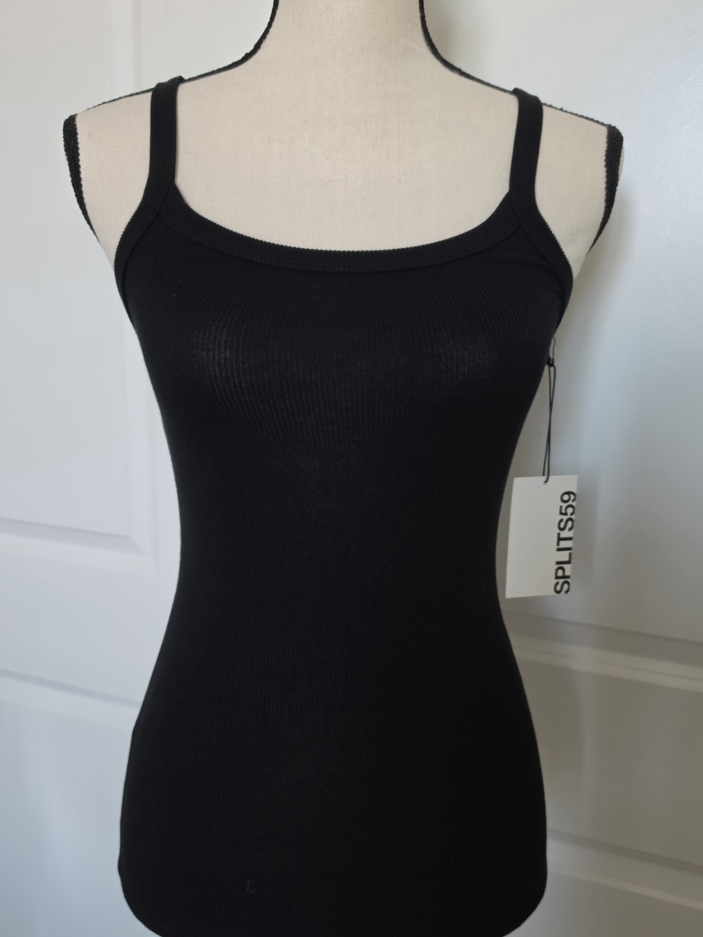 NWT SPLITS59 "Charlie" Black Ribbed Tank — Slim Fit XS